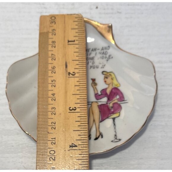 Ceramic Trinket Dish Shell Ashtray Vintage Risque Adult Humour I'd Let You 4” - Picture 4 of 5